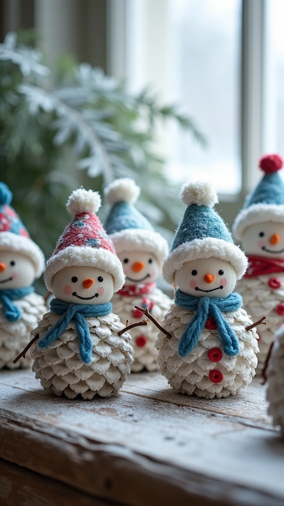 Pine Cone Snowmen