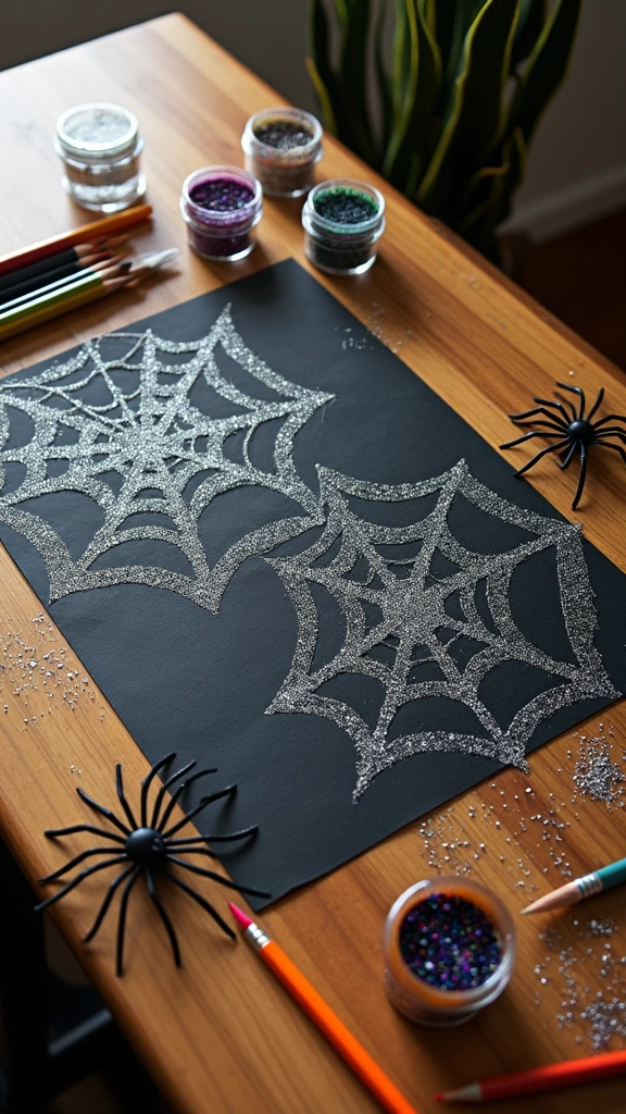 Glittery Spider Web Art