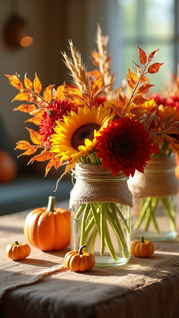Mason Jar Fall Vases