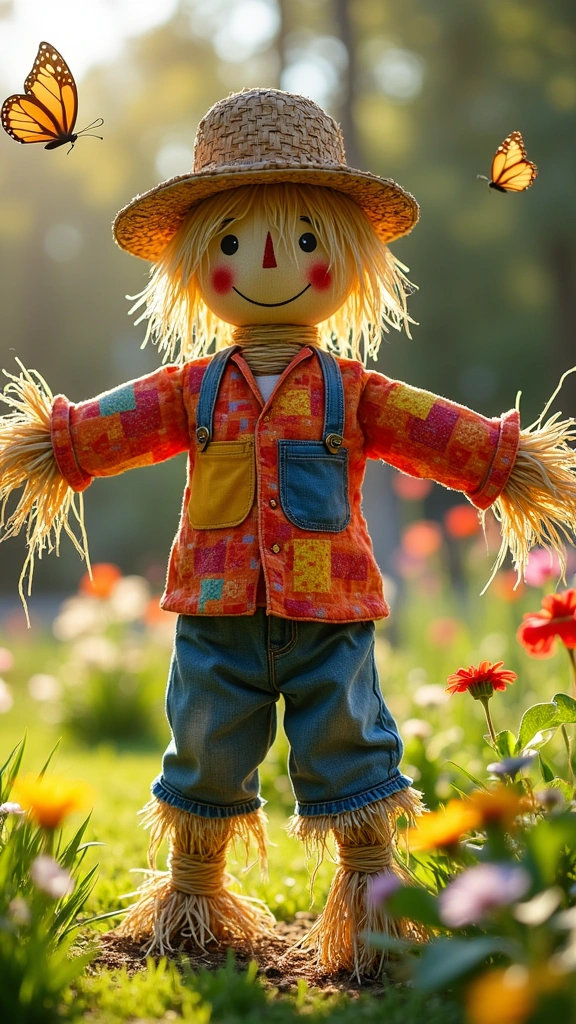 Recycled Straw Scarecrow