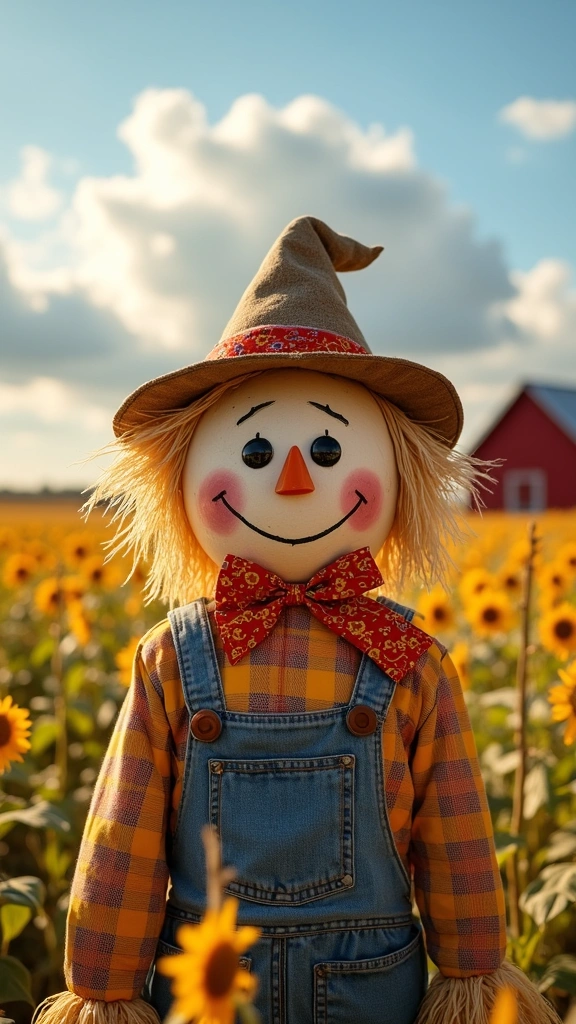 Whimsical Scarecrow with a Bowtie