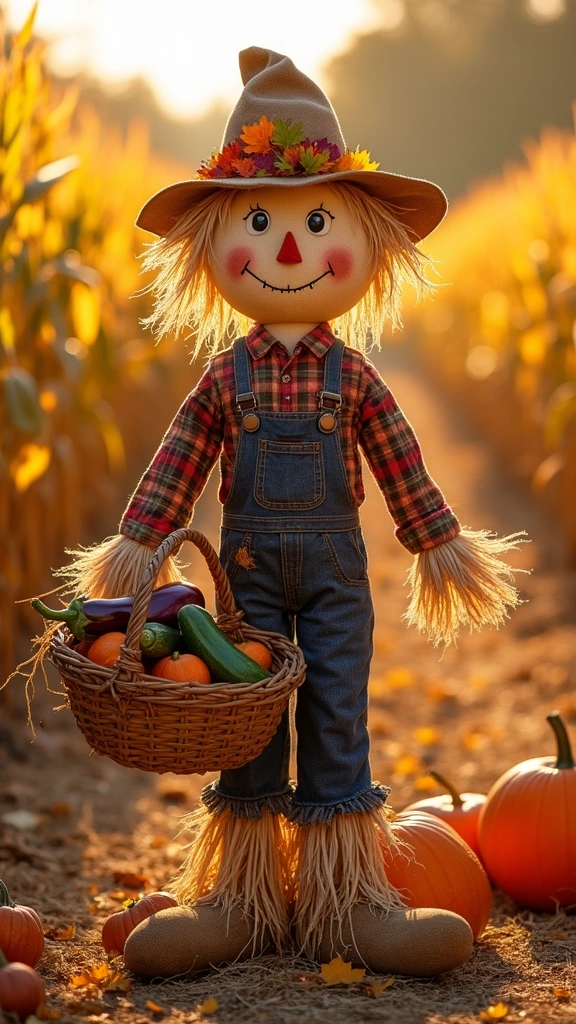 Scarecrow with a Harvest Basket