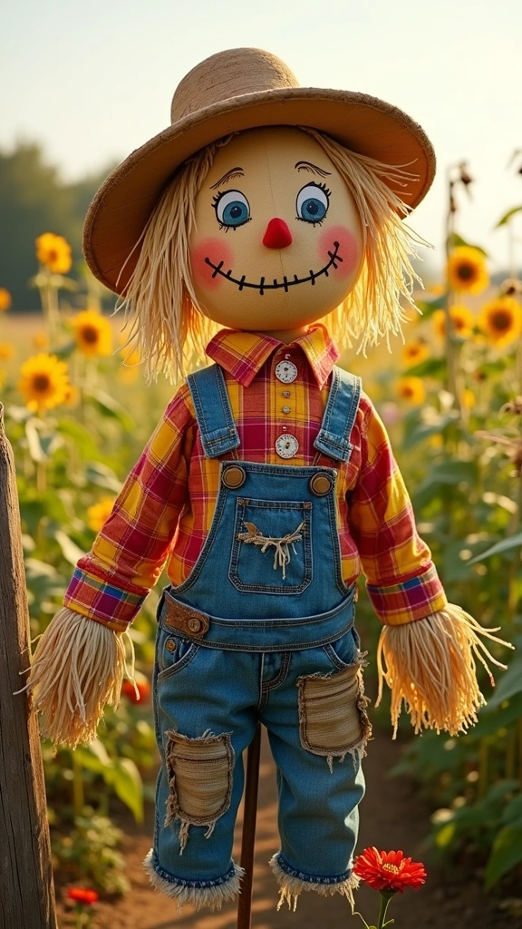 Scarecrow with a Colorful Patchwork