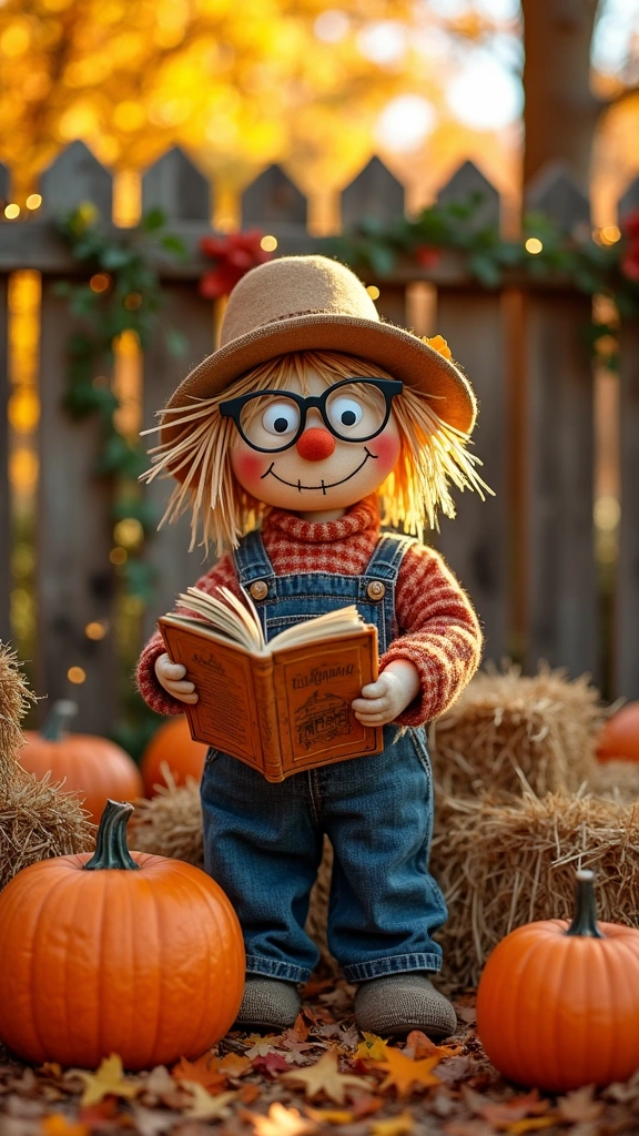 Geeky Scarecrow with a Book