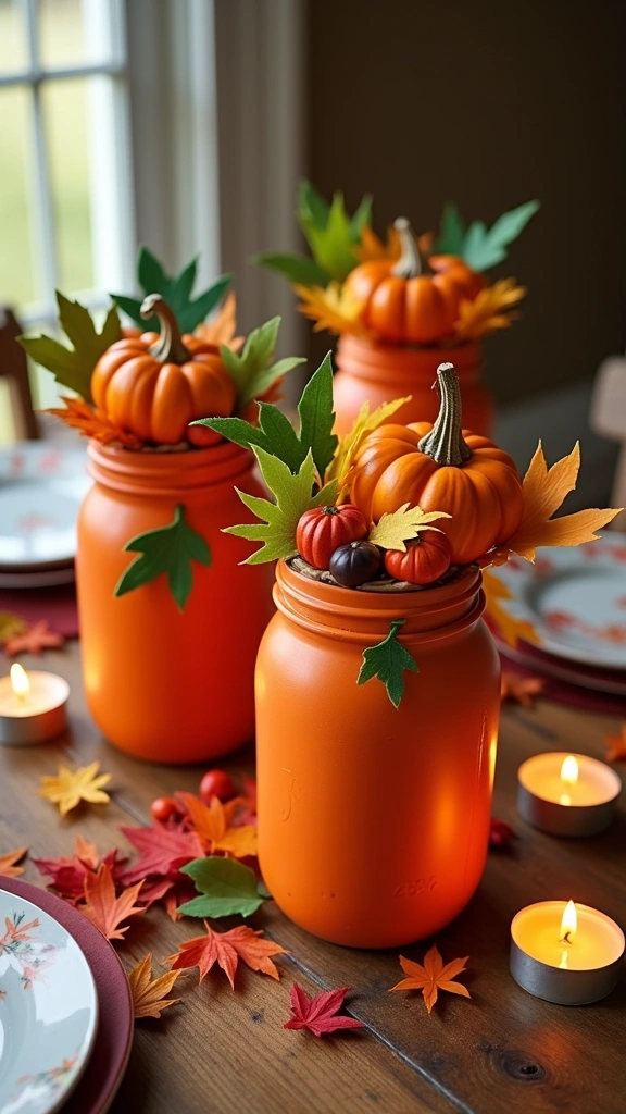 Pumpkin Mason Jar Centerpieces