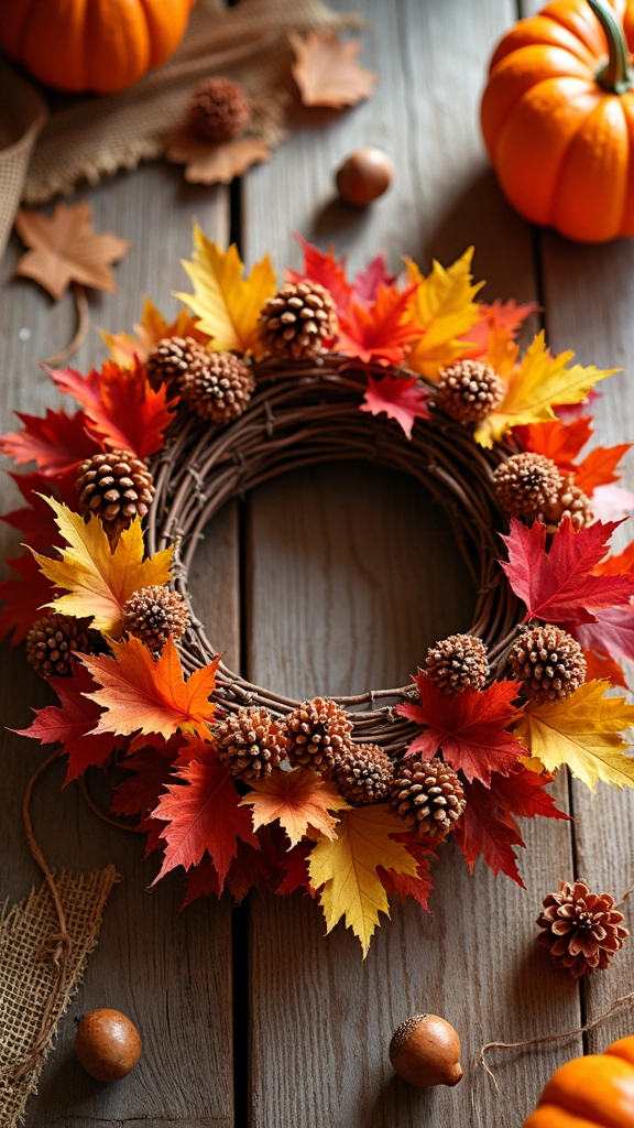 DIY Wreath with Fall Leaves