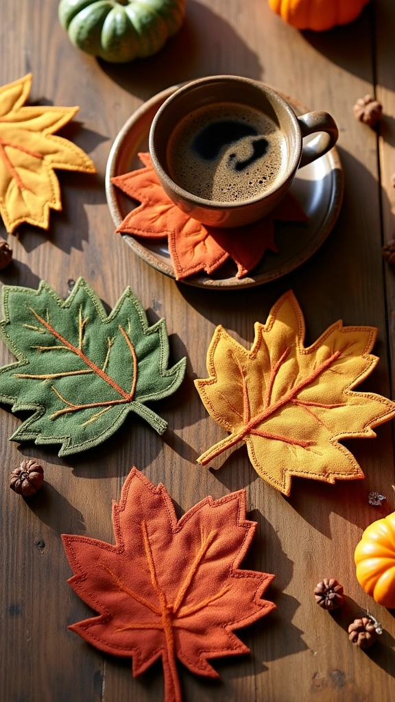 Fabric Leaf Coasters