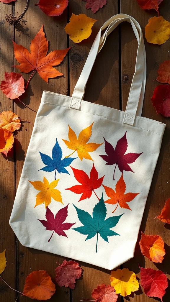 Leaf Print Tote Bags