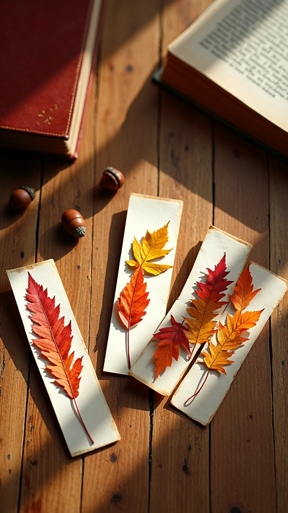 Pressed Leaf Bookmarks