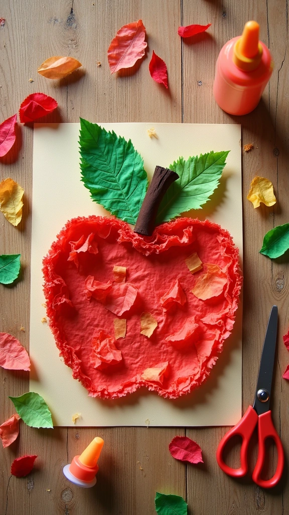 Tissue Paper Apple Collage