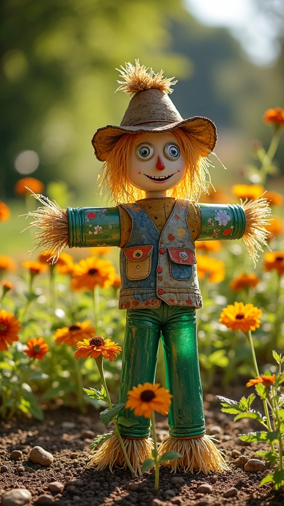 Recycled Material Scarecrow