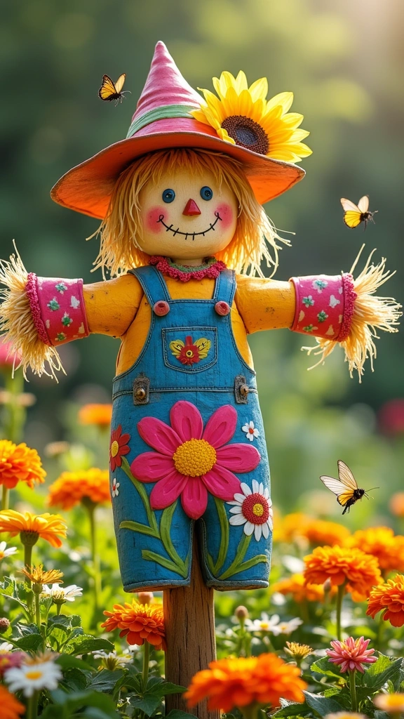 Colorful Flower Scarecrow