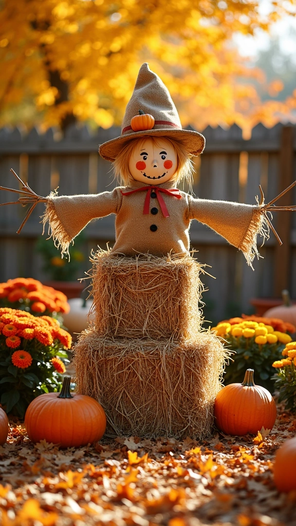Scarecrow Made of Bales of Hay