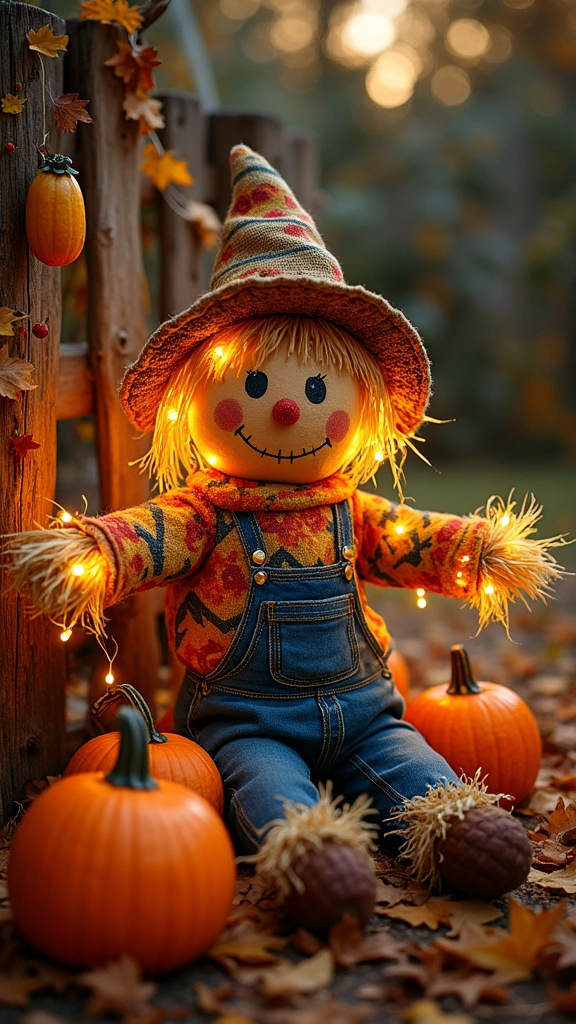 Scarecrow Bedazzled with Lights
