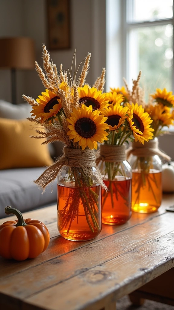 Fall-Themed Mason Jar Vases