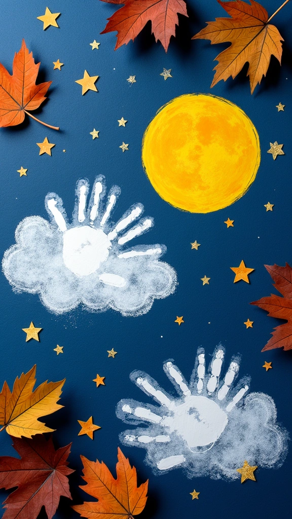 Handprint Moonlit Night Sky