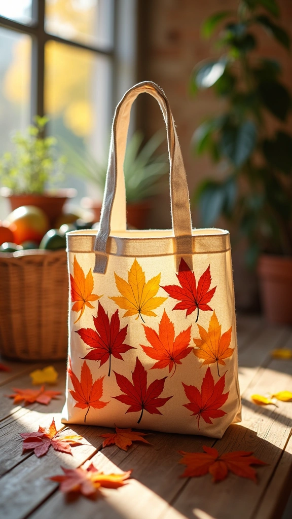 Leaf Print Tote Bags
