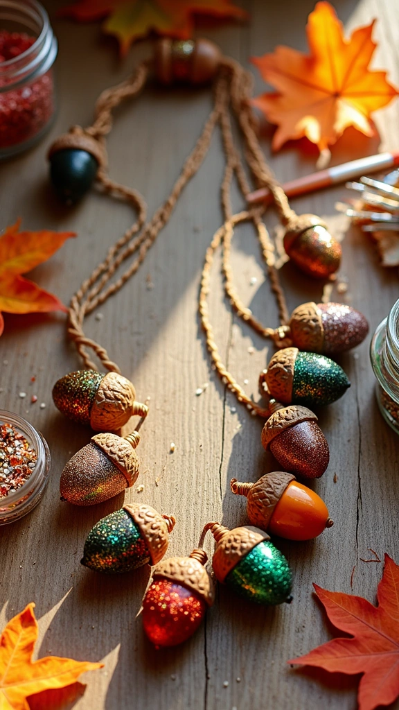 Glittery Acorn Necklace