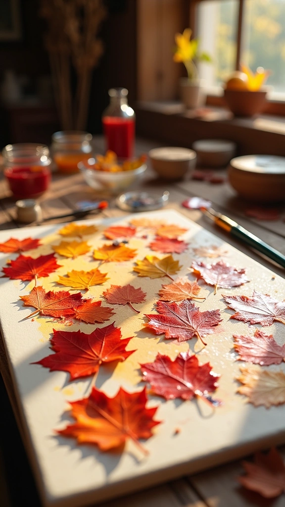 Leaf Impressions on Canvas