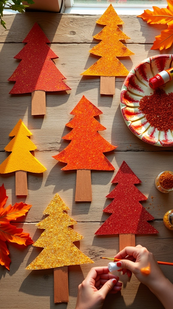 Glittery Fall Trees