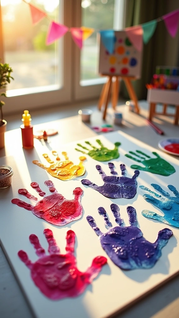 Rainbow Handprint Leaves