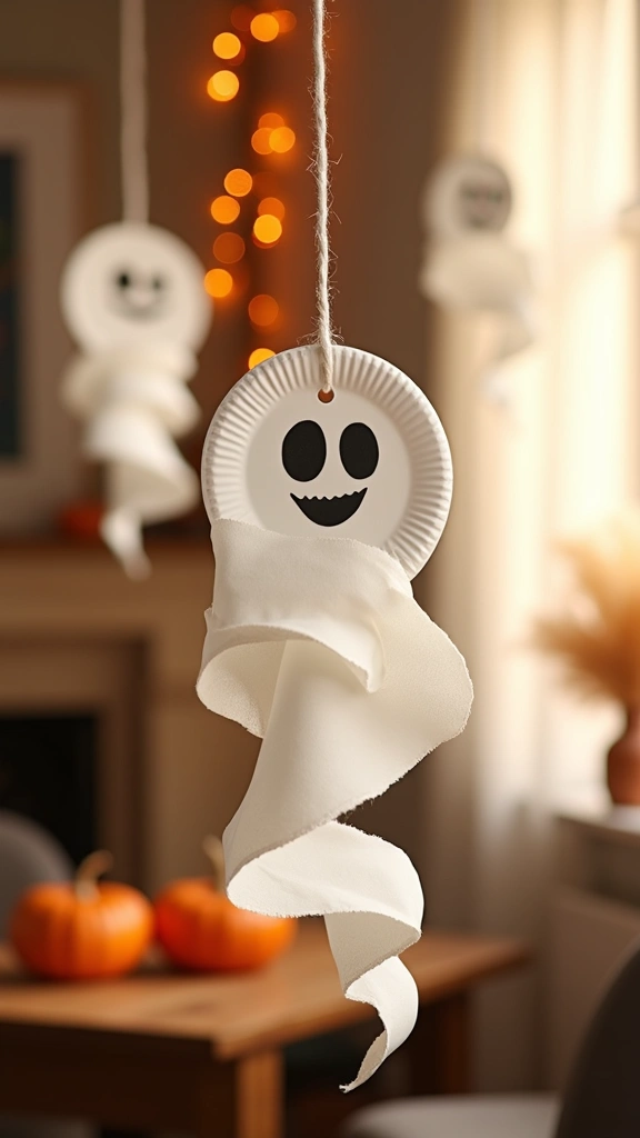Flying Paper Plate Ghosts