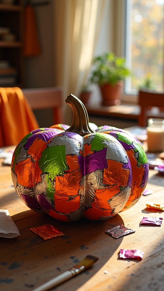 Candy Wrapper Decoupage Pumpkins