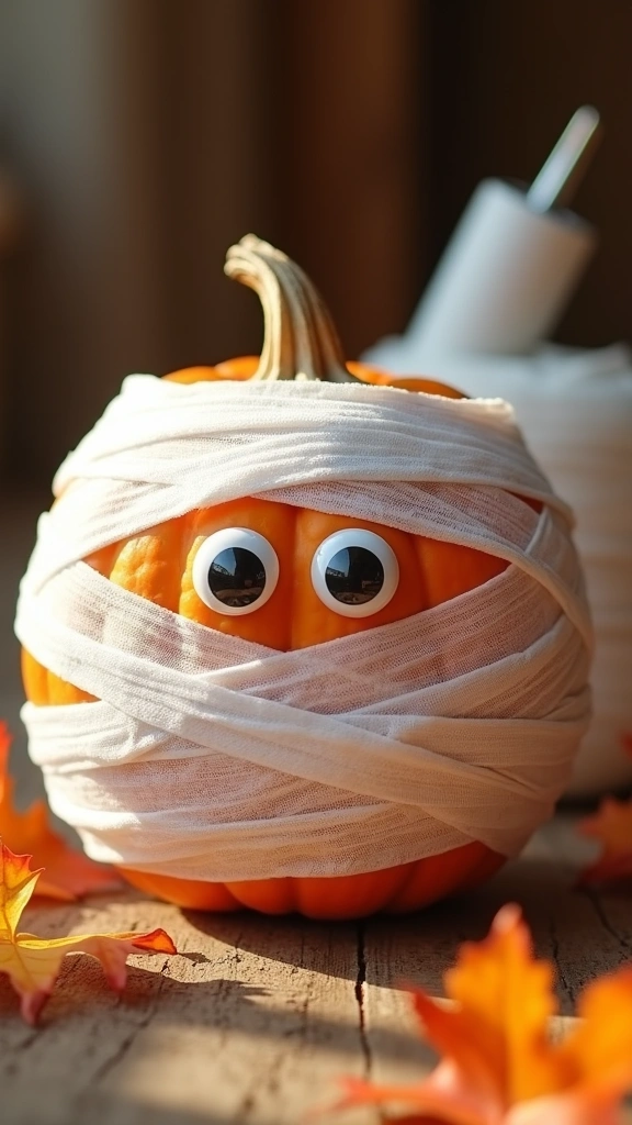 Mummy Wrapped Pumpkins
