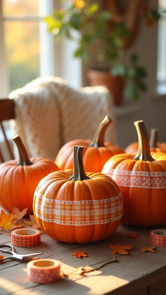 Washi Tape Striped Pumpkins