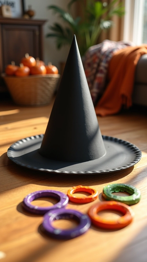 Paper Plate Witch Hat Ring Toss