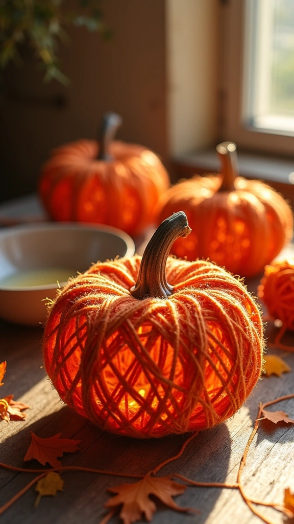 Rustic Yarn Pumpkins