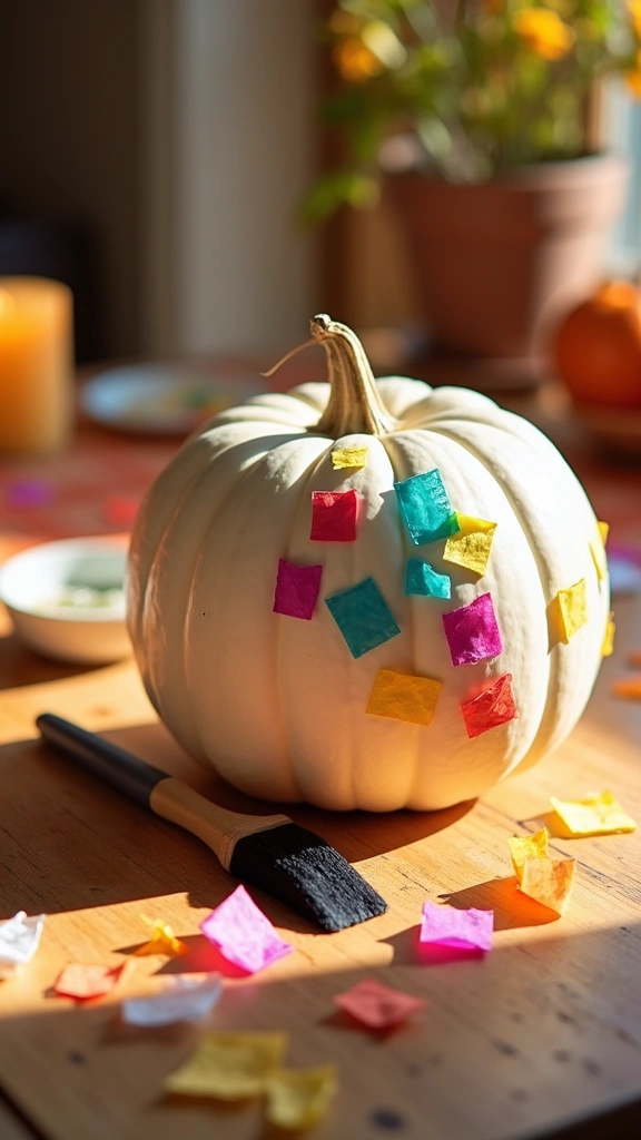 Tissue Paper Decoupage Pumpkins