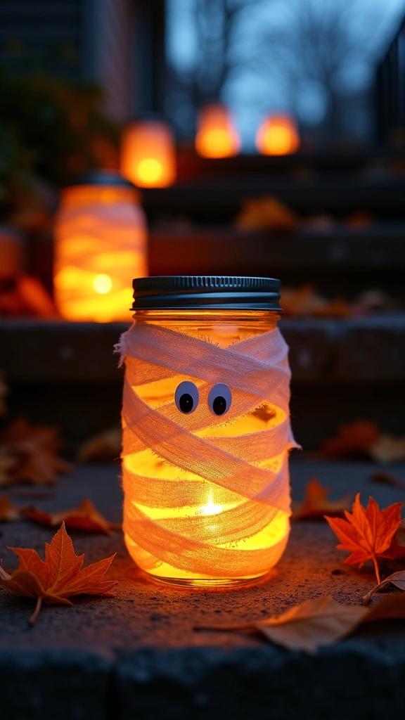 Mason Jar Mummy Lanterns