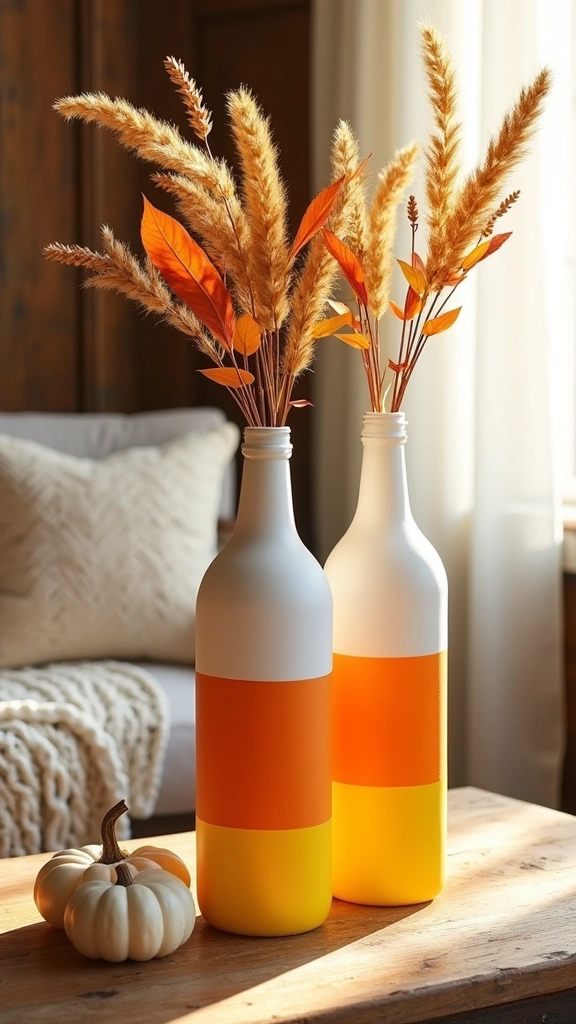 Candy Corn Painted Bottles