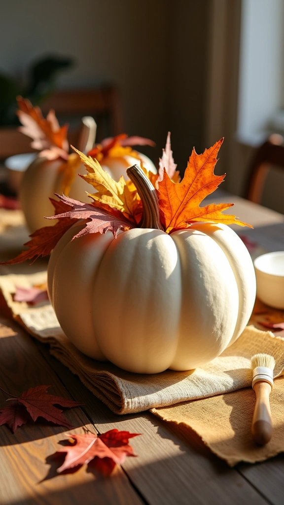 Decoupage Pressed Leaf Pumpkins