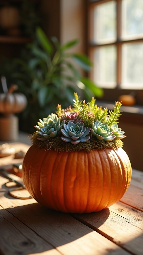 Succulent-Topped Pumpkins