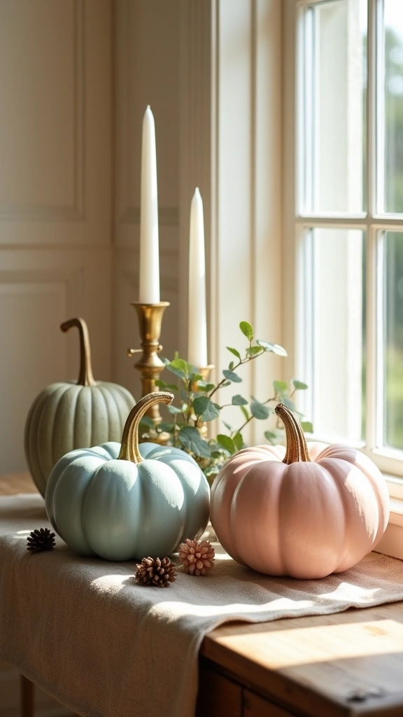 Chalk-Painted Pastel Pumpkins
