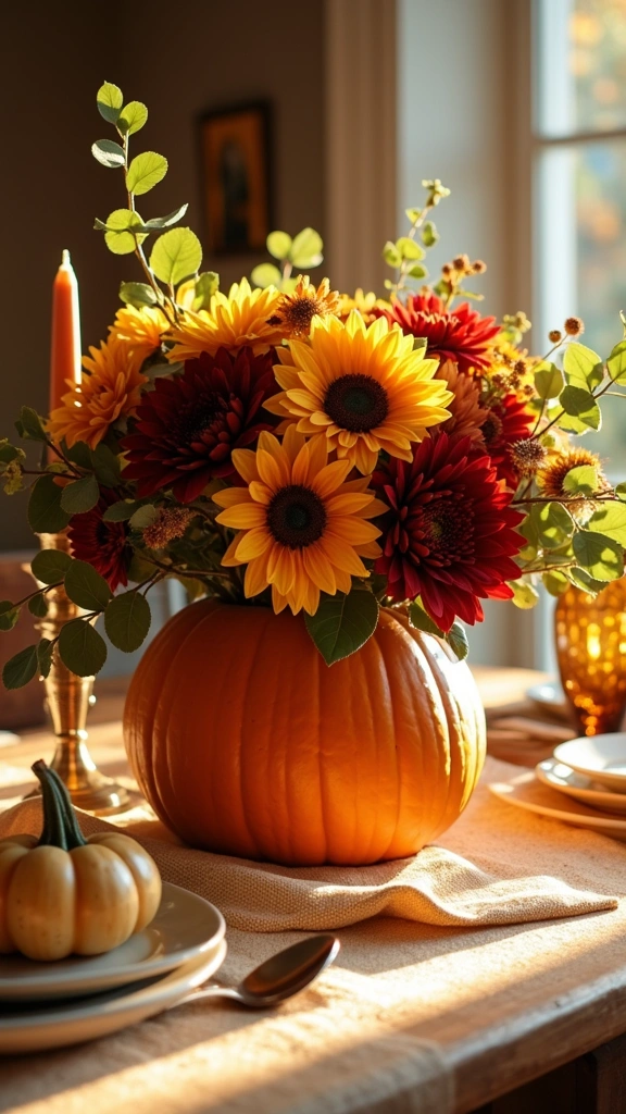 Fresh Floral Pumpkin Centerpiece