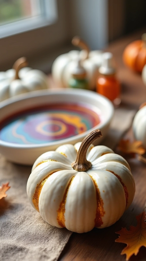 Marbled Nail Polish Pumpkins