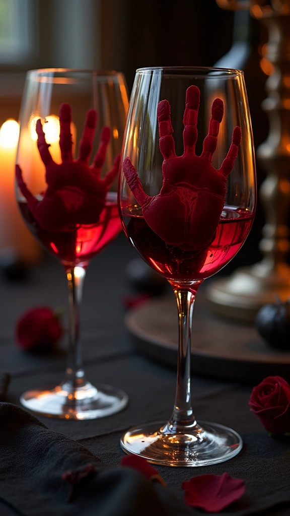 Bloody Handprint Wine Glasses