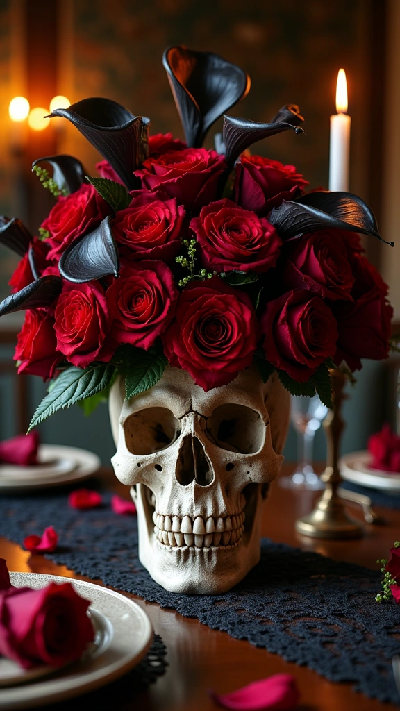 Skull Centerpiece Floral Arrangement