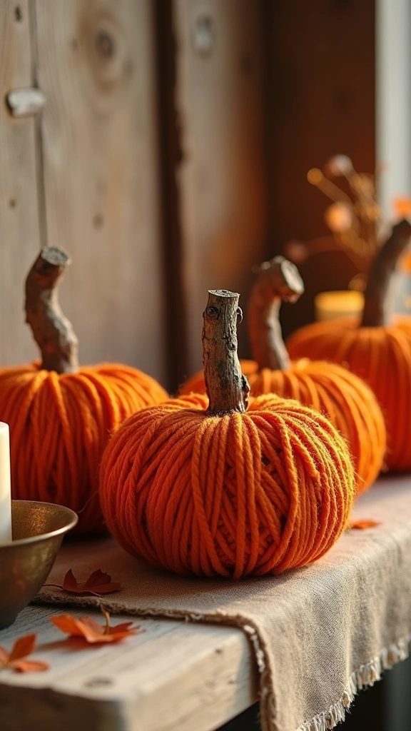 Rustic Twine and Yarn Pumpkins