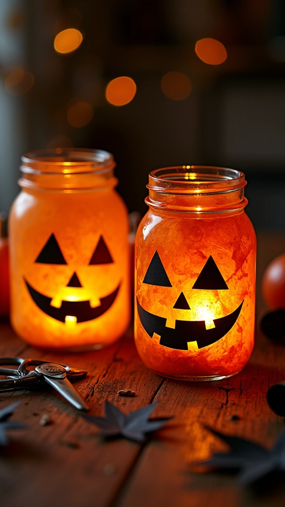 Mason Jar Jack-o'-Lanterns
