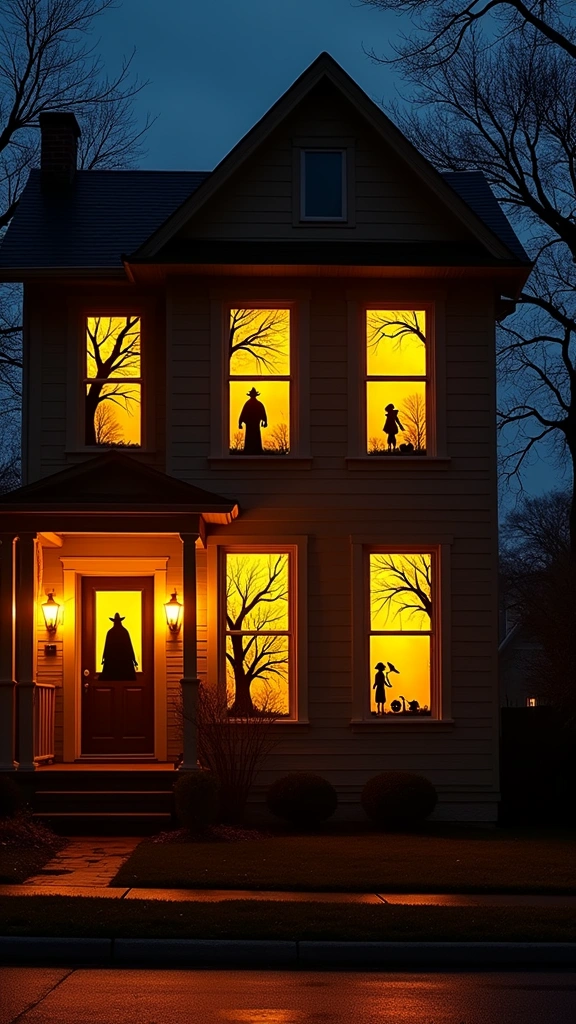 Window Haunted House Silhouettes