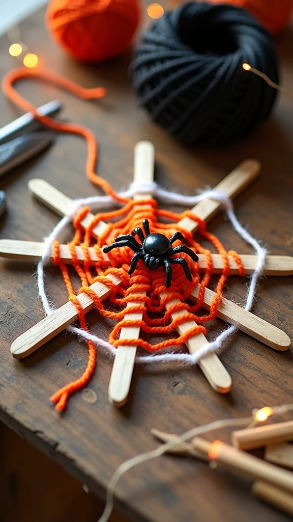 Popsicle Stick Spider Webs
