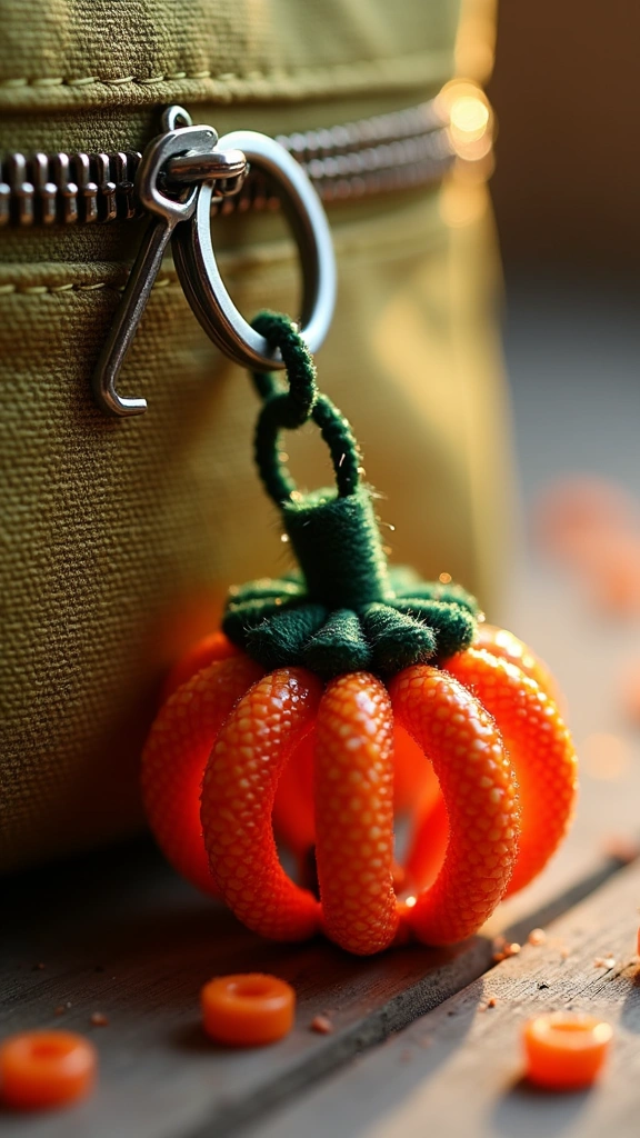 Beaded Pumpkin Keychains
