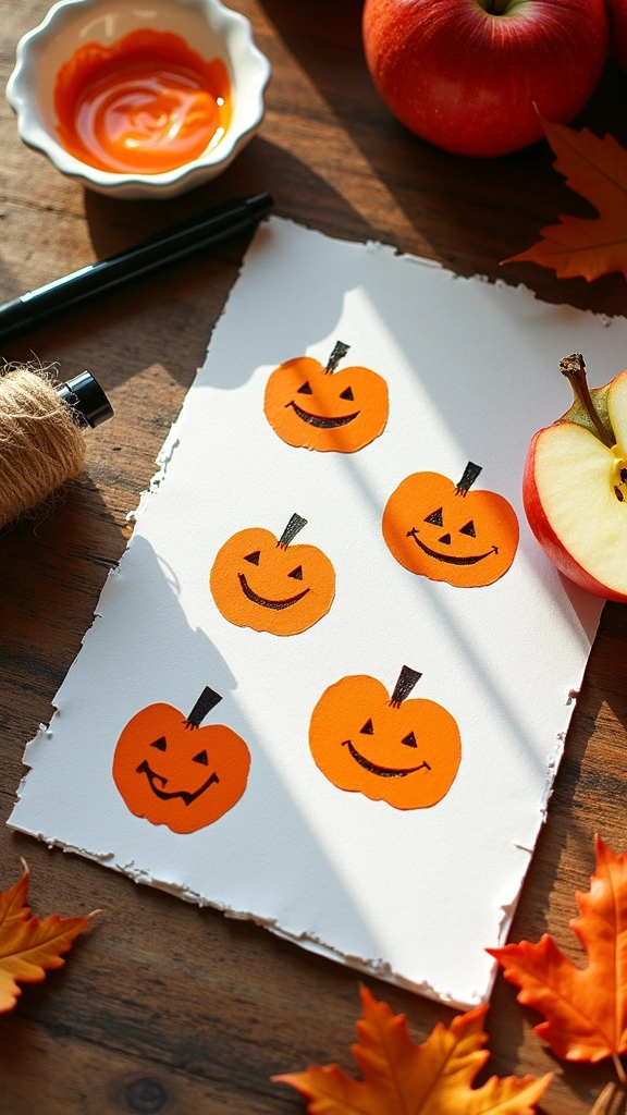 Apple Stamped Jack-o'-Lanterns
