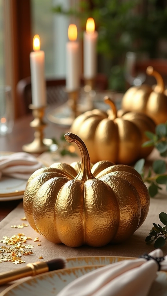 Metallic Gold Leaf Centerpieces