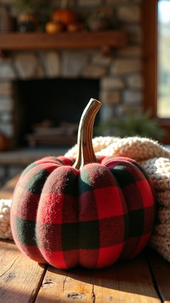 Plaid Fabric Wrapped Pumpkins