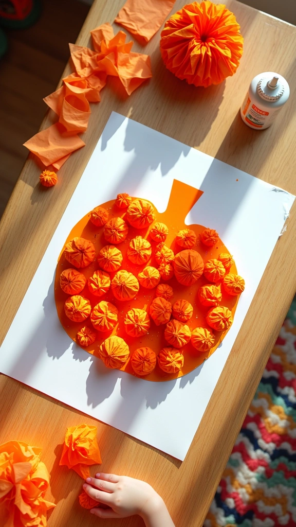 Crumpled Tissue Paper Pumpkins